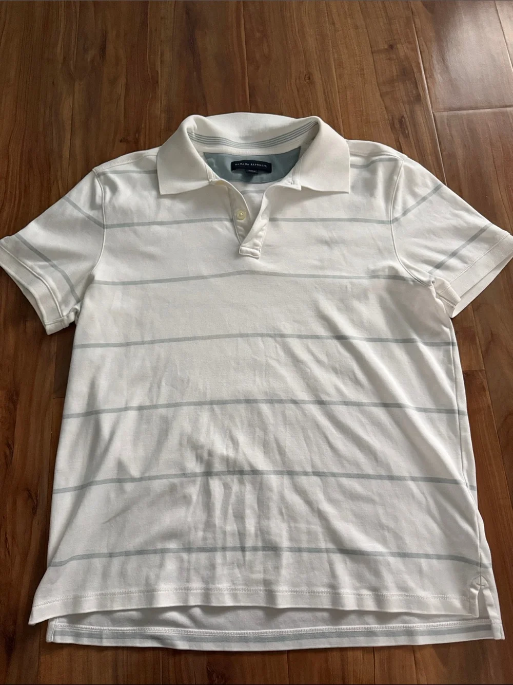 Banana Republic Classic White Polo Shirt with Thin Stripes
